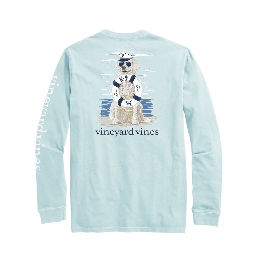NWT Vineyard Vines Women’s Golden Retriever Light Blue Long Sleeve Shirt